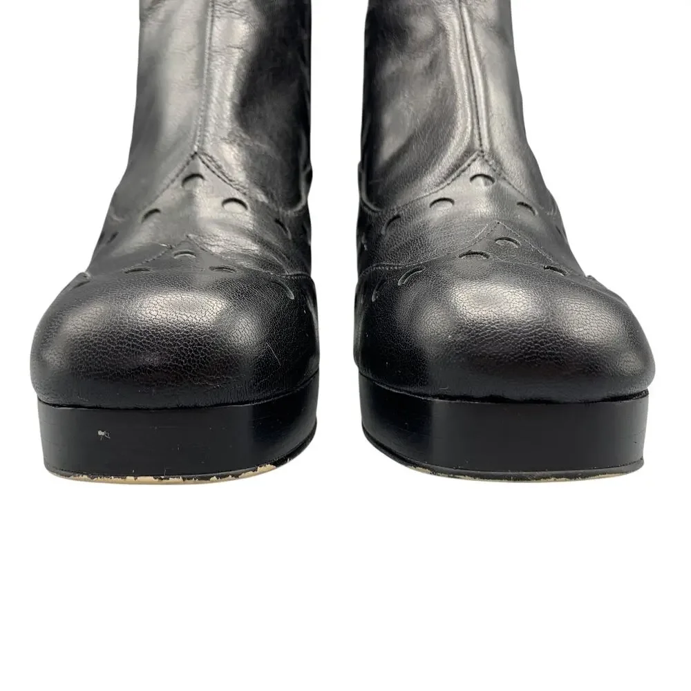 Orla Kiely Clarks Dixie Platform Boots US 9M Black Leather Dark Academia Witchy - Picture 7 of 12